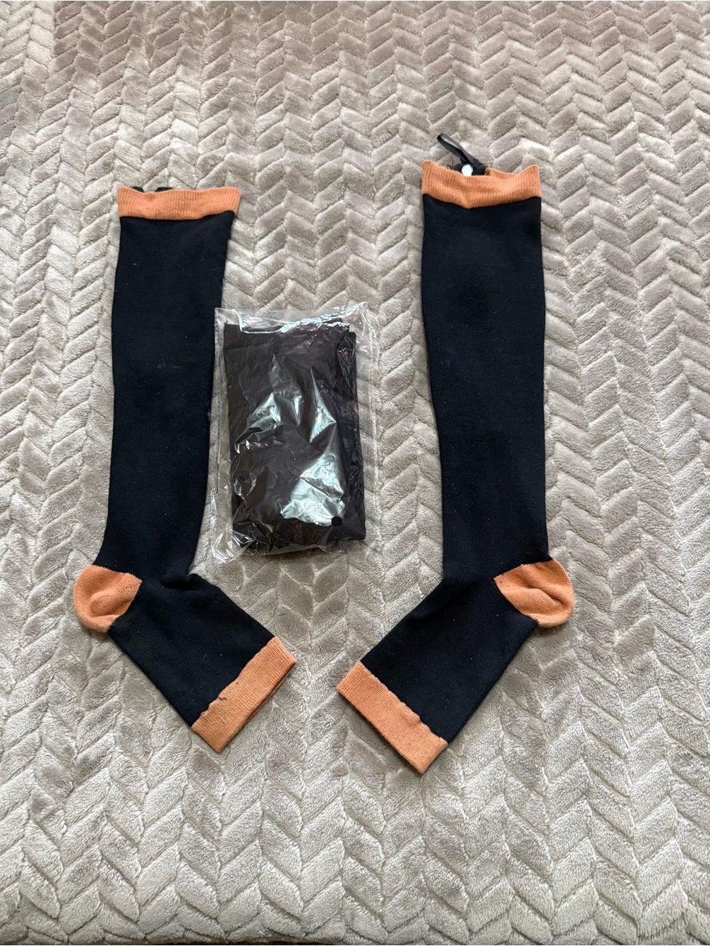 Black/Orange Compression Toe-less Knee-High Socks. 1 pair NEW